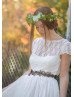 Ivory Lace Chiffon Open Back Hippie Wedding Dress